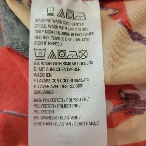 GILL Colourful Red Print Maxi Sheath Dress High Leg Slits Short Sleeves MP Size - Picture 7 of 8